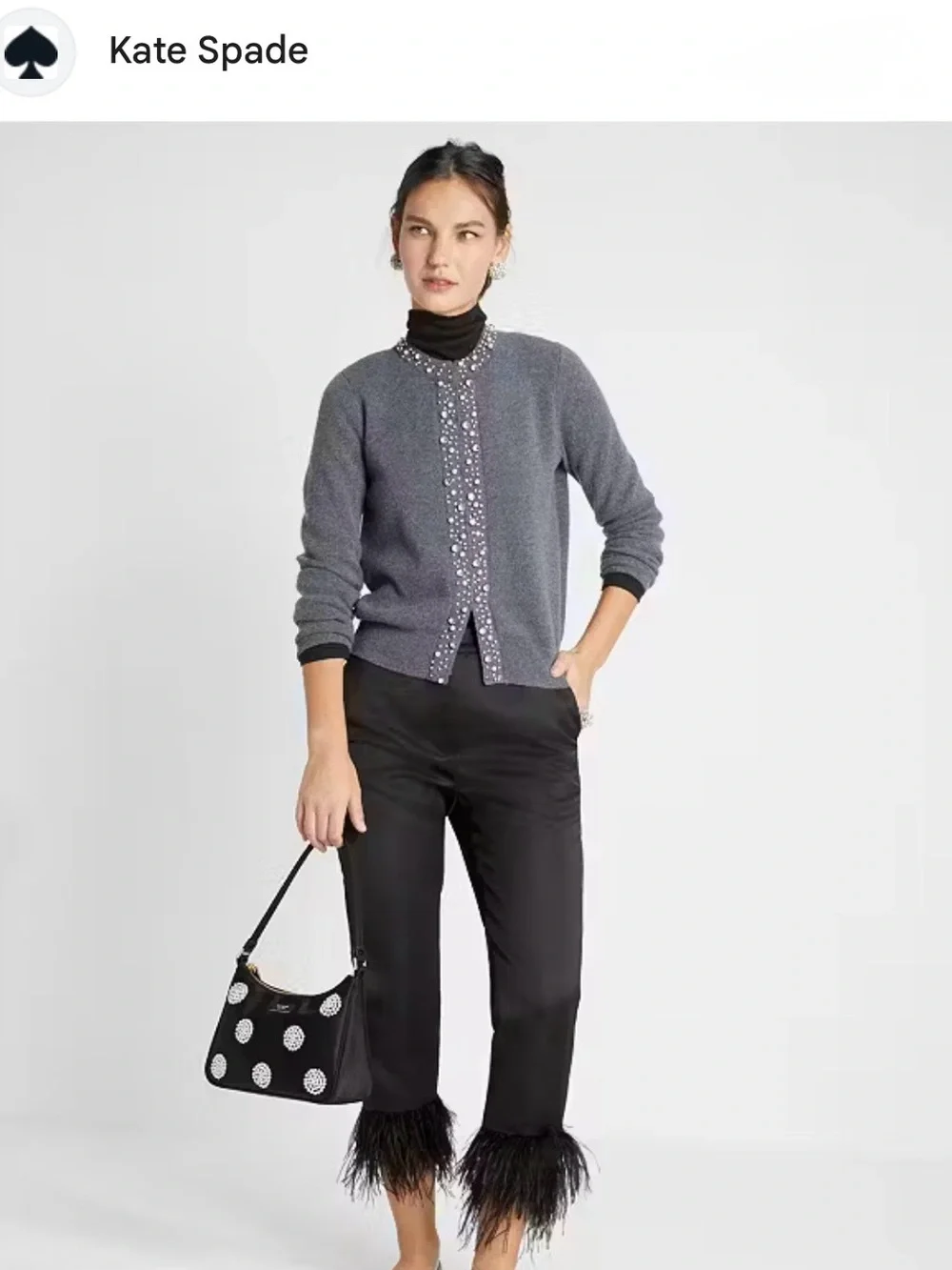 Kate Spade New York Pearl Rhinestone Cardigan Sweater
